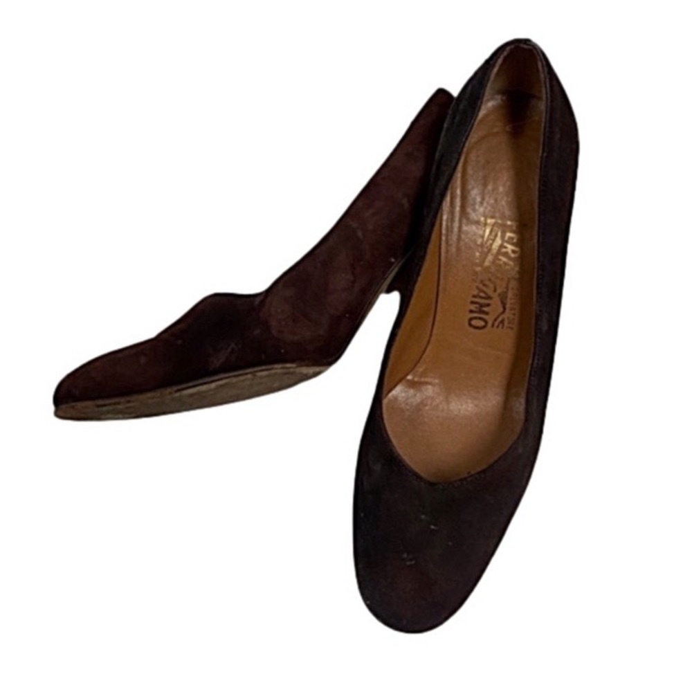 Salvatore Ferragamo Women's Dark Brown Suede Flats